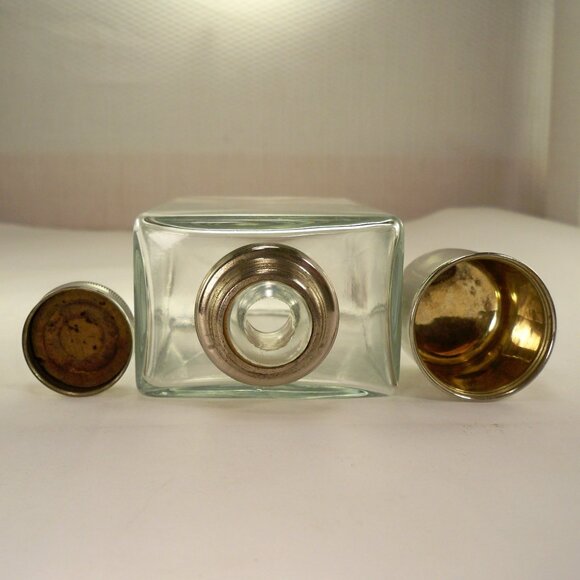 Vintage Travel Glass Square Flask 6.5" Tall - Picture 4 of 6